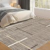 Acekool Washable Area Rug 【size】, Modern Abstract Non Slip Low Pile Thin Living Room Bedroom Carpet, Lightweight Soft Floor Mat, Rice - 2 of 4