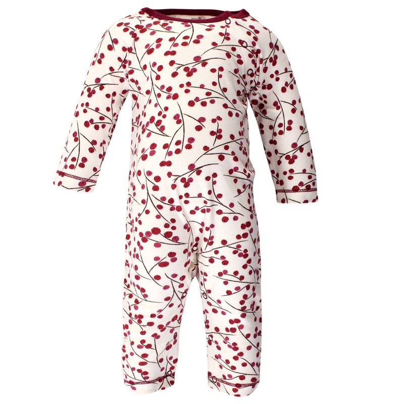 Touched by Nature Baby Girl Organic Cotton Coveralls 3pk, Berry Branch, 3 of 6