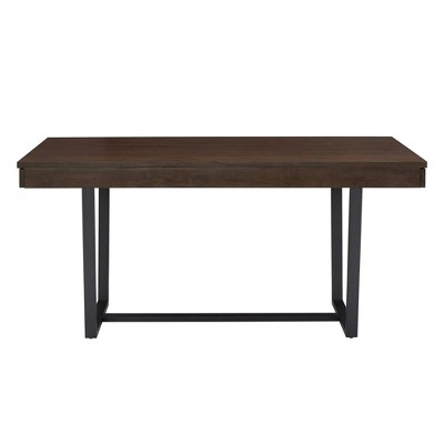 Yancy Walnut Finish Black Metal Storage Dining Table Walnut - Inspire Q