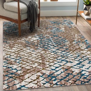 Luxe Weavers Modern Snakeskin Pattern 5x7 Area Rug, Accent Carpet - Beige - 1 of 4
