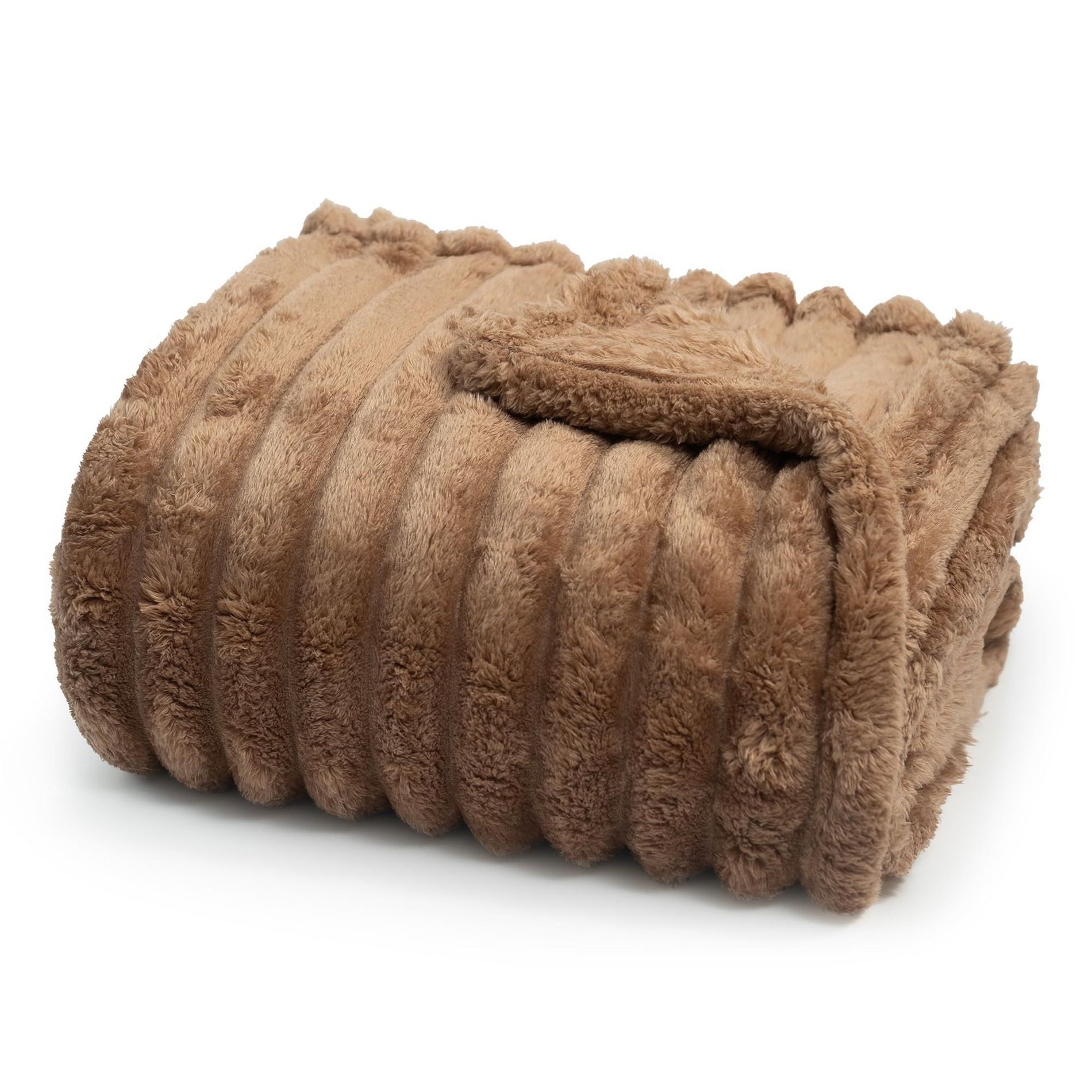 Americanflat 60x80 Faux Fur Throw Blanket - Brown Polyester Faux Fur