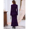 INSPIRE CHIC Women's Sequined Maxi Velvet Crewneck Long Sleeve Cocktail Evening Bodycon Dress - 4 of 4
