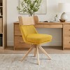 Art Leon Linen Fabric Swivel Armless Home Office Chair with Solid Oak Wood Legs - 2 of 4