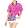 LA LEELA Women's Button Down Blouses Funky Vacation Button Up Casual Summer Party Blouse Short Sleeve Tops Tropical Shirts - 2 of 4