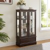 Small Lighted Curio Cabinet with Glass Doors, MDF Wood Display Cabinet with Adjustable Shelves, 2 Glass Doors and 1 Drawer - Koiai - 2 of 4