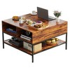Lift Top Coffee Table with Storage, Rectangle Accent Center Table with Hidden Compartment, Wooden Cocktail Table for Living Room Office - 2 of 4