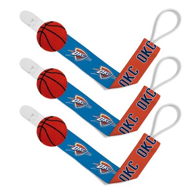 Image of BabyFanatic Officially Licensed Unisex Baby Pacifier Clip 3-Pack NBA Oklahoma City Thunder.