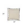 HomeRoots 26" X 26" Red Green Blue Yellow Orange And Pink Natural Striped Zippered Pillow - 3 of 4