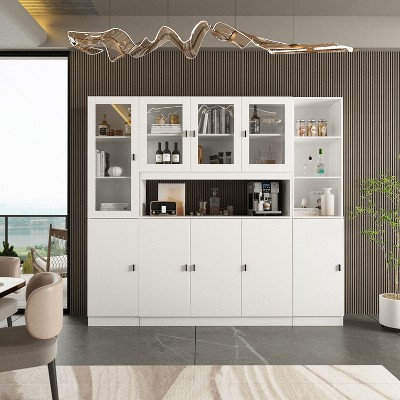 Famapy Combination Living Room Display Cabinet Tempered Glass Display Cabinet Storage Solutions