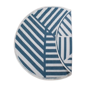 Design Imports Outdoor Round Floral - Blue Geometric - 5 Ft - 1 of 4