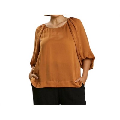 Women's Washed Satin Balloon Sleeve Top - umgee