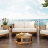 4 Piece Acacia Wood Patio Conversation Set with Curved Chairs Loveseat and Table Rope Accent Outdoor Seating with Cushions-Maison Boucle - 3 of 4