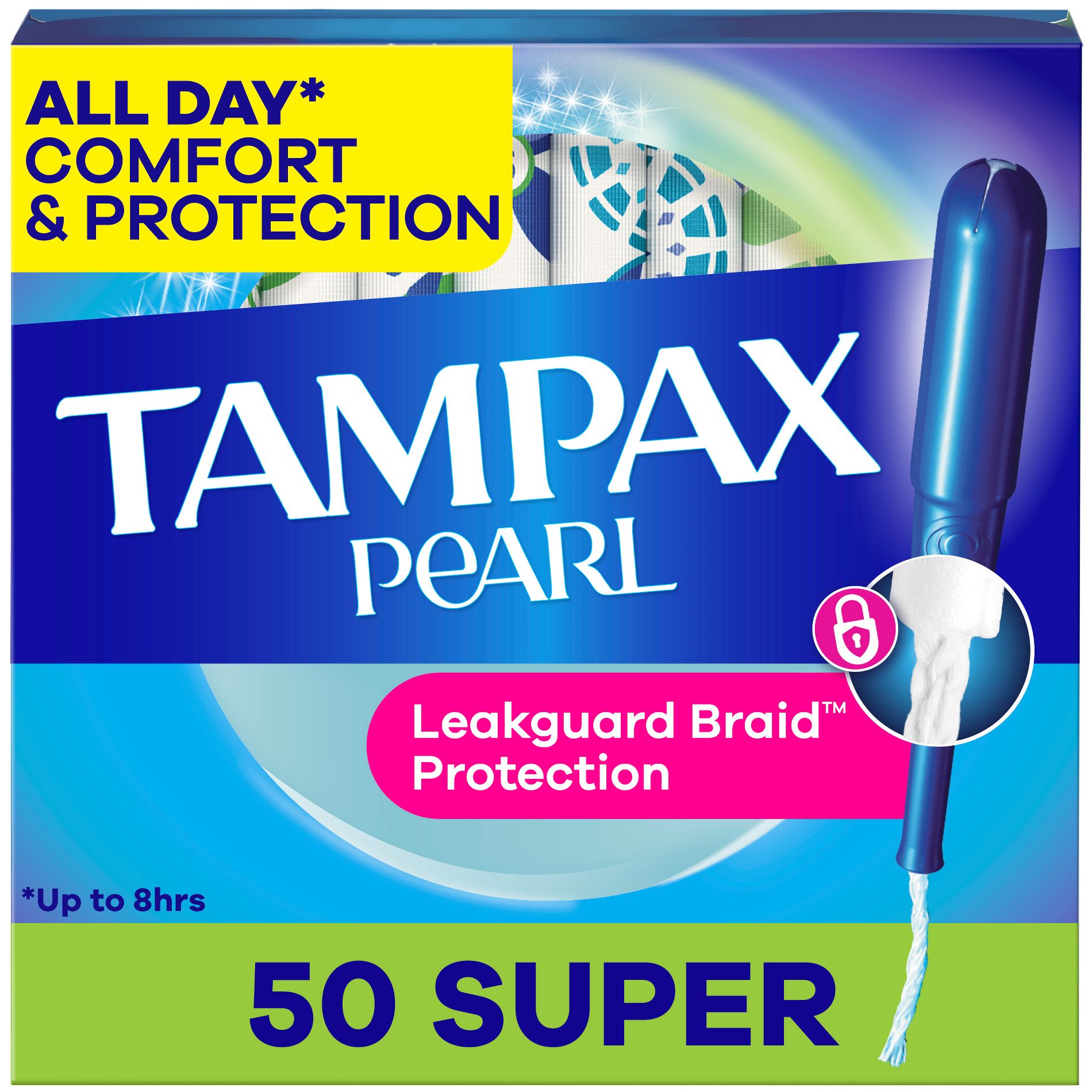 Tampax Pearl Tampons Super Absorbency with LeakGuard Braid - Unscented