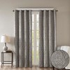 PAGED Curtains Knitted Jacquard Damask Total Blackout Grommet Top Curtain Panel Privacy Assured for Bedroom, Living Room, L84, Charcoal - 4 of 4