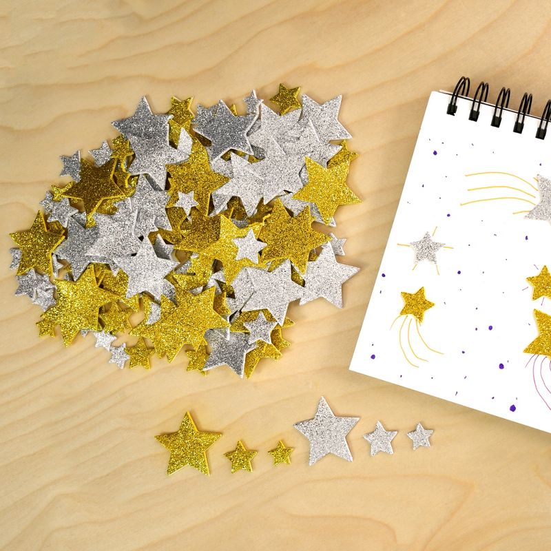 READY 2 LEARN™ Glitter Foam Stickers - Stars - Silver and Gold, 168 Per Pack, 3 Packs, 5 of 10
