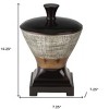 HomeRoots 7" Espresso Gold And Silver Resin Striped Jewelry Box With Hand-Painted Designs - 3 of 4