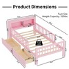 JUJABU Twin Size Bed with Headboard Storage Rack, 2 Under-Bed Drawers & 3-Side Safety Guardrails - 4 of 4