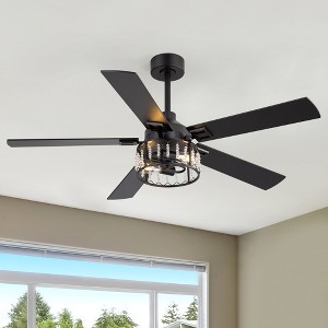 Airsurfer 52" Ceiling Fan with 5 Plywood Blades,Ceiling Fan with Memory Function,6 Speeds DC Motor,2 Downrods,Remote Control Included,Matte Black - 1 of 4