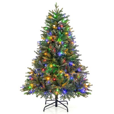 Costway 5 Ft Pre-lit Christmas Tree Hinged With 250 Multi-color Lights ...