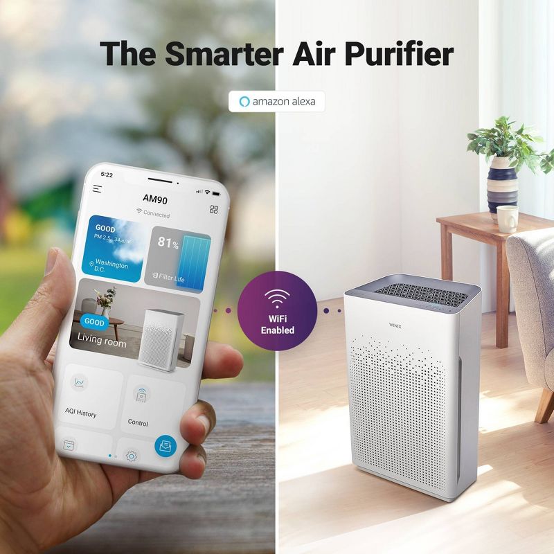 Winix AM90 4 Stage True HEPA Air Purifier with Wi-Fi and Plasma Wave Technology, 5 of 9