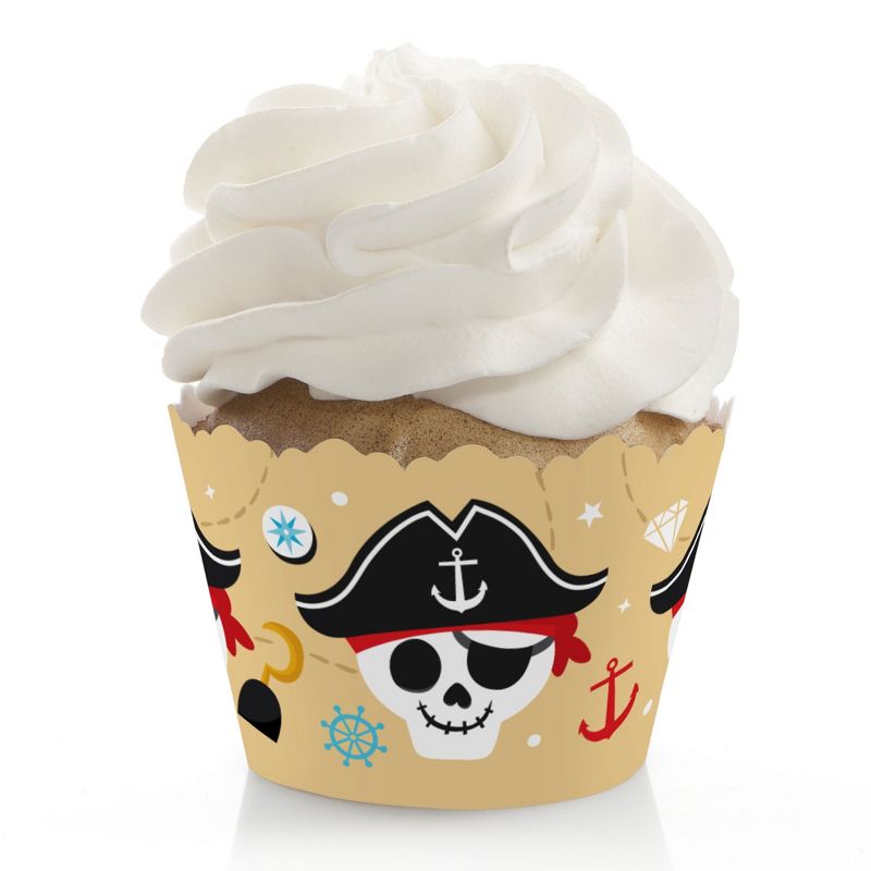 Big Dot of Happiness Pirate Ship Adventures - Skull Birthday Party Decorations - Party Cupcake Wrappers - Set of 12, 1 of 5