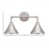 Toltec Lighting Vintage 2 - Light Vanity in  Aged Silver with 7" Aged Silver Cone Metal Shade Shade - 2 of 2