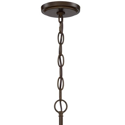 Edinger Bronze Drum Pendant Chandelier with Waterglass Shade