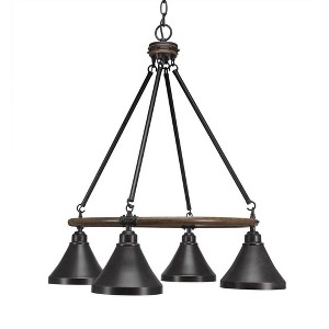 Toltec Lighting Blacksmith 4 - Light Chandelier in  Dark Granite with 7" Dark Granite Cone Metal Shade Shade - 1 of 1