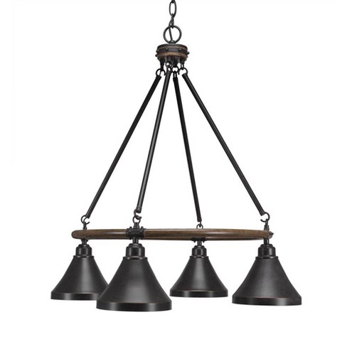 Toltec Lighting Blacksmith 4 - Light Chandelier in  Dark Granite with 7" Dark Granite Cone Metal Shade Shade - image 1 of 1