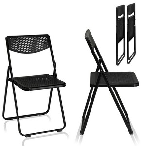 Karl Home Openwork Pattern Plastic Folding Chairs(Set Of 4) - 1 of 4