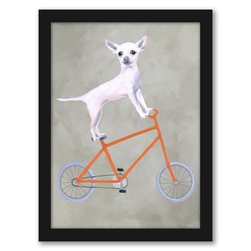 Americanflat Animal Modern Chihuahua On Bicycle By Coco De Paris Black Frame Wall Art, 1 of 7