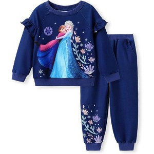 PATPAT Disney Frozen Toddler Girl Outfits Long Sleeve Shirt and Pocket Pant Clothing Sets Fall Casual Pullover Dailywear - 1 of 4