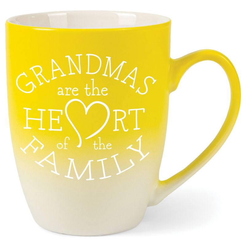 Elanze Designs Grandmas Are The Heart Of The Family Two Toned Ombre Matte Yellow and White 12 ounce Ceramic Stoneware Coffee Cup Mug, 1 of 2
