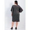 Avenue Women's Plus Size Anastasia Metallic Knit Tie Front Dress - 3 of 4
