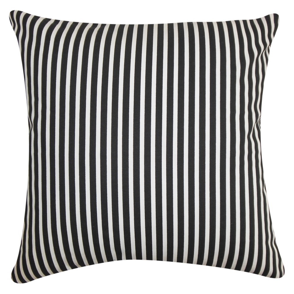 Photos - Pillow Ticking Stripe Throw  Black & White  - The  Collectio(20"x20")