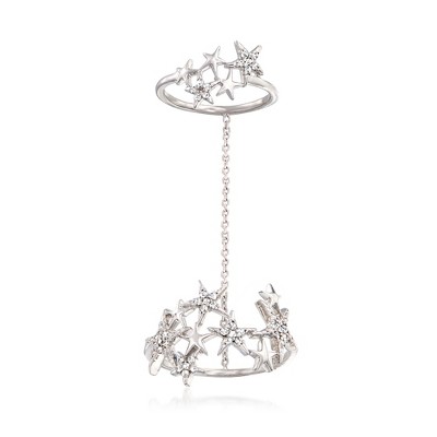 Ross-Simons 0.20 ct. t.w. Diamond Star Double-Ring in Sterling Silver