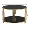 Modern Mirror Coffee Table, Asymmetrical Metal Side Table, Circular Metal Center Table-Cuddlewood - 4 of 4