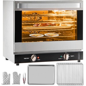 VEVOR Commercial Convection Oven, 66L/60Qt, Half-Size Conventional Oven Countertop, 1800W 4-Tier Toaster with Front Glass Door, 120V, Silver - 1 of 4