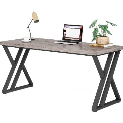 Vynxaria 55¡± Modern Writing Desk with Z-Shaped Metal Legs, Heavy Duty Computer Desk for Home Office & Study