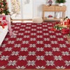 Christmas Area Rugs, Washable Non-Slip Christmas Pattern Snowflakes Carpet, Soft Low Pile Foldable Stain Resistant for Bedroom, Home - 2 of 4