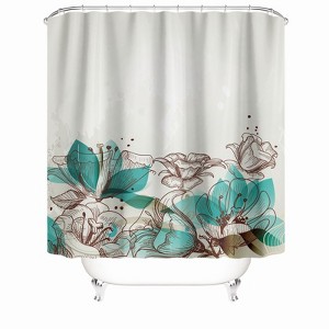 Green Watercolor Lotusflower Shower Curtains for Bathroom Waterproof Fabric Bath Curtain Durable Soft Stylish Bathroom Decor 72x72 Inch - 1 of 1