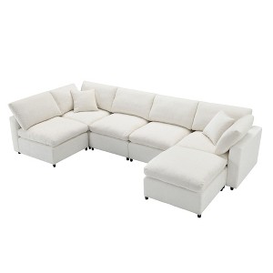 NicBex Modern 130" Chenille Sectional Sofa Modular U Shaped Sofa Couch with 2 Ottomans for Living Room Apartment - 1 of 4