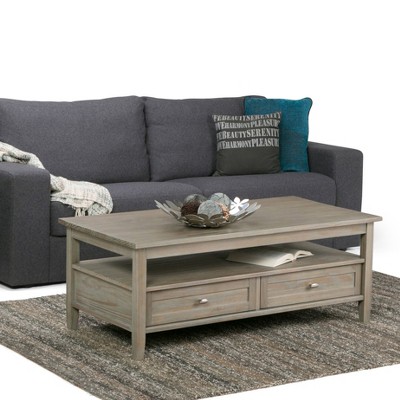PAGED Vintage Style 2-Tier Wooden Coffee Table with Storage Shelf & Drawers,Mid-Century Cocktail Table Center Table for Living Room