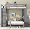 Sapphtopaz Wood Bunk Bed with Dismountable Lower Bed&Desk Versatile Bed Frame with Built-in Shelves&Wardrobe, Loft Bed for Teens - 2 of 4