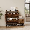 Shoe Cabinet with 2 Flip Drawers, Hidden Wood Narrow Shoe Cabinet with Shoe Bench & 2 Hooks for Entryway Hallway, Living Room - 2 of 4