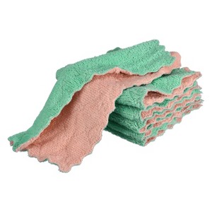 Unique Bargains Kitchen Coral Fleece Absorbent Dish Cloth 6 Pcs - 1 of 4