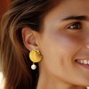 Ross-Simons 18kt Gold Over Sterling Seashell Drop Earrings With 9.5-10mm Cultured Pearls - 2 of 3