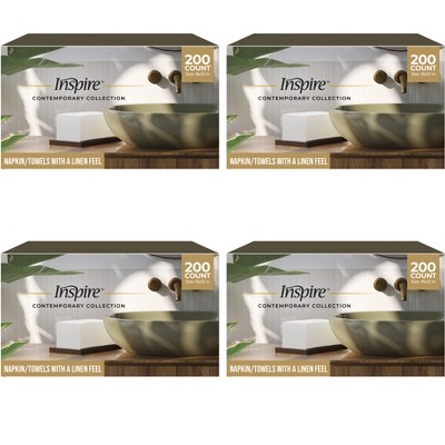 Inspire Linen Feel Disposable Napkins Elegant Guest Hand Towels For Fine Dining, Bathroom, Washing Station, Bulk Value