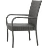 Grungis Stacking Outdoor Dining Chairs,PE Wicker Patio Chairs with Curved Armrests,Space-Saving Rattan Dining Chairs,2pc/4pc - 4 of 4