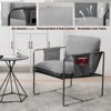 GDFStudio Virginia Modern Teddy Fabric Upholstered Metal Accent Chair with Storage Pockets(Set of 2) - 2 of 4